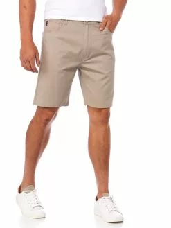 Street Cotton Twill Jean Shorts Beige