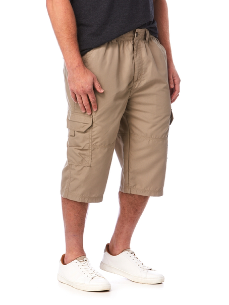 Elliotts Microfibre 3/4 Cargo Shorts Beige - Elastic Waist 3 Elliotts Microfibre 3/4 Cargo Shorts Beige - Elastic Waist