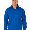 Traders Shirts Mens Outdoor Shirt Long Sleeve Blue Quarter Placket -Traders Country Sales default 37504 11682 org