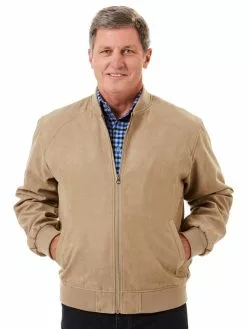 Lowes Jackets Elliotts Micro Suede Zip Through Sand Jacket