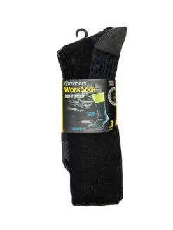 Lowes Work Socks Traders Black Reinforced Work Sock 3Pk