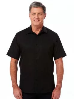 Shirts Lowes Premium Short Sleeve Self Striped Black Shirt