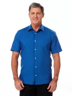 Shirts Lowes Premium Short Sleeve Blue Microfibre Shirt