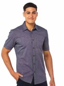 Lowes Shirts Prodigy Blue Dobby Short Sleeve Shirt