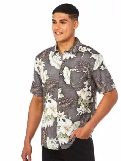 Shirts Lowes Black Hibiscus Print Rayon Shirt