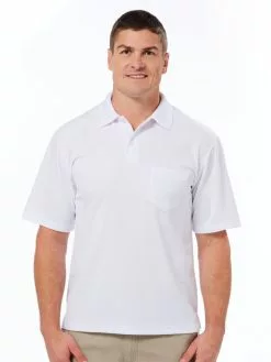 Cougars Polos Lowes Plain Polo Top With Pocket White