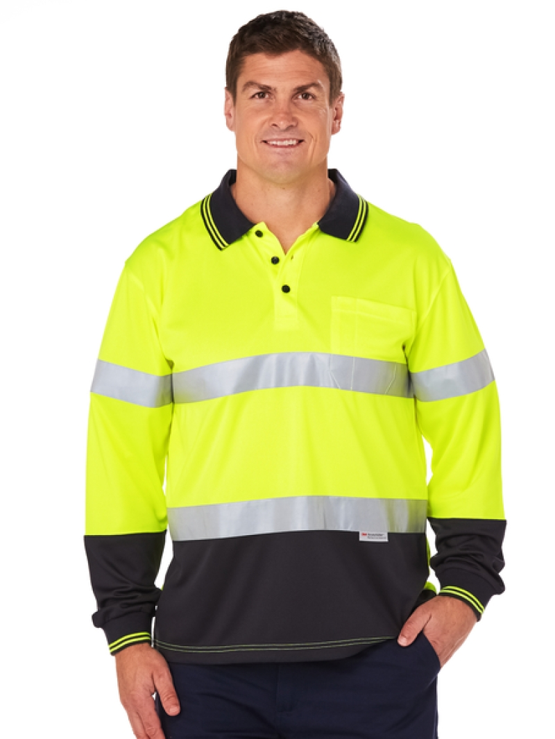 Shirts Traders Yellow & Navy Hi-Vis Taped Polo 3 Shirts Traders Yellow & Navy Hi-Vis Taped Polo