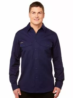 Shirts King Gee Work Cool 2 Long Sleeve Shirt Navy