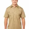 Lowes Shirts King Gee Work Cool 2 Short Sleeve Shirt Khaki -Traders Country Sales default 54524 006 org