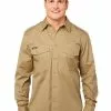 Lowes Shirts King Gee Work Cool 2 Long Sleeve Shirt Khaki -Traders Country Sales default 54528 043 org