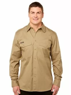 Lowes Shirts King Gee Work Cool 2 Long Sleeve Shirt Khaki