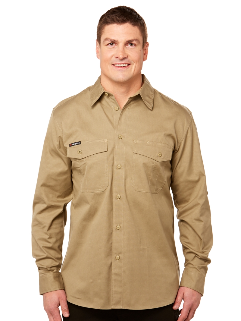 Lowes Shirts King Gee Work Cool 2 Long Sleeve Shirt Khaki 3 Lowes Shirts King Gee Work Cool 2 Long Sleeve Shirt Khaki