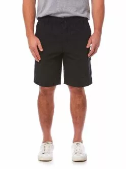 Elliotts Cargo Shorts Pinstripe Black - Elastic Waist
