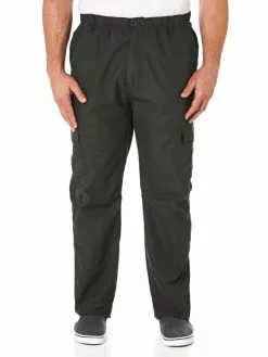 Traders Pants Microfibre Cargos Olive - Elastic Waist