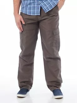 Traders Pants Microfibre Cargos Khaki - Elastic Waist