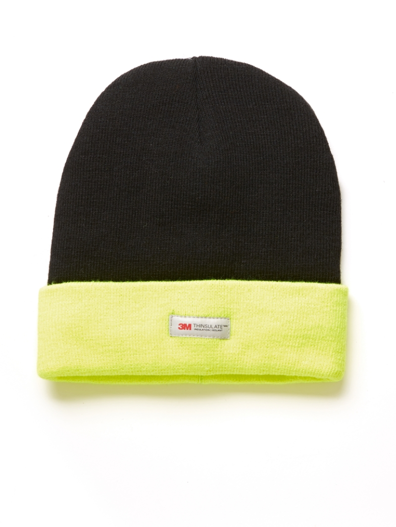 Lowes Accessories Thinsulate Fluoro Yellow & Black Knitted Beanie 4 Lowes Accessories Thinsulate Fluoro Yellow & Black Knitted Beanie - Image 2