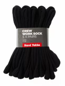 Lowes Hard Yakka 5 Pack Black Work Socks