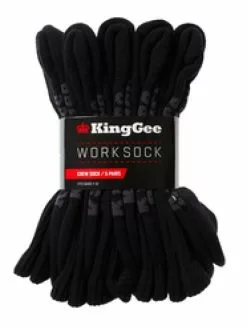 Lowes King Gee Black Work Socks 5 Pack