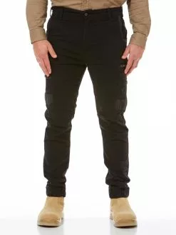 Trousers Traders Black Fixed Waist Cuff Work Pants