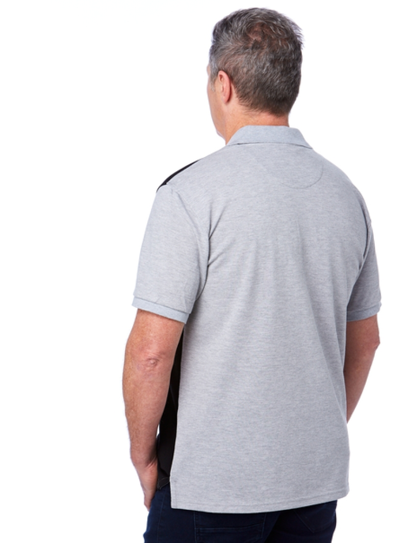 Lowes Polos Cougars Black Grey White Vertical Stripe Knit Polo 4 Lowes Polos Cougars Black Grey White Vertical Stripe Knit Polo - Image 2