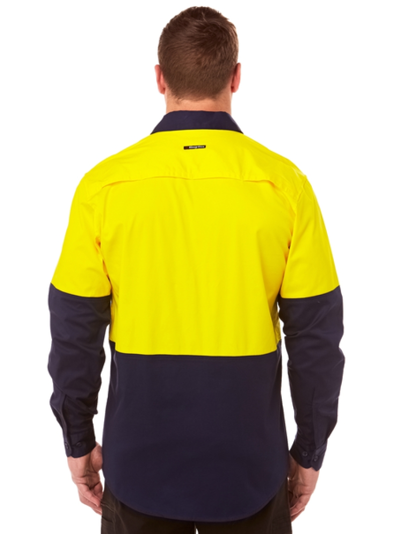 Shirts King Gee Stretch Hi-Vis Yellow & Navy Shirt 4 Shirts King Gee Stretch Hi-Vis Yellow & Navy Shirt - Image 2