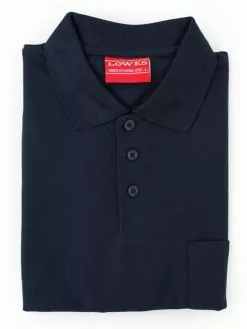 Polos Lowes Plain Polo Top With Pocket Navy -Traders Country Sales photo2 44009 navy polo folded