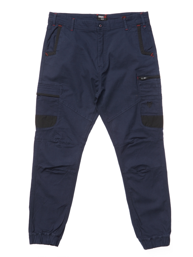 Lowes Trousers Traders Fixed Waist Cuff Work Pants Navy 7 Lowes Trousers Traders Fixed Waist Cuff Work Pants Navy - Image 5